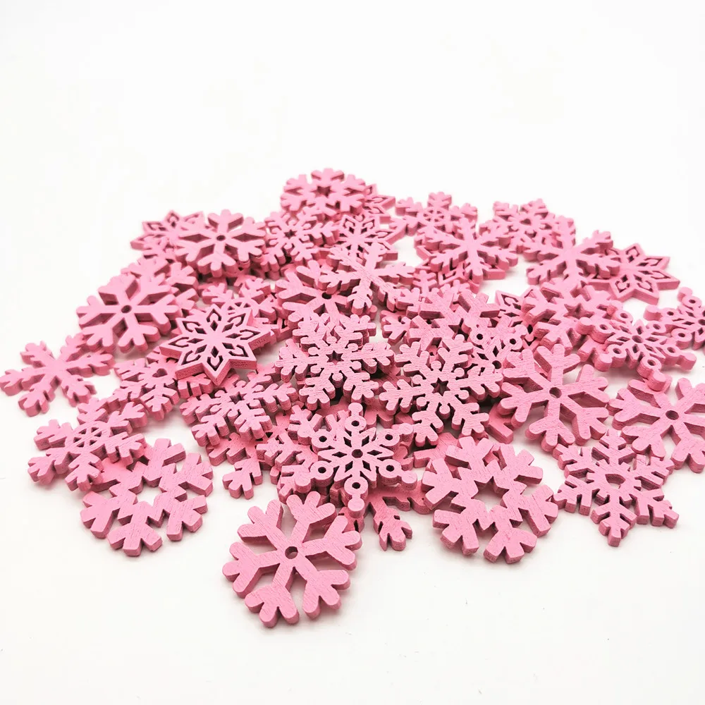 200 Stück 25mm Holz-Weihnachtsschneeflocken-Ausschnitte Ornamente für Scrapbooking Verzierungen DIY Weihnachts- und Winterbasteleien – Detail 4