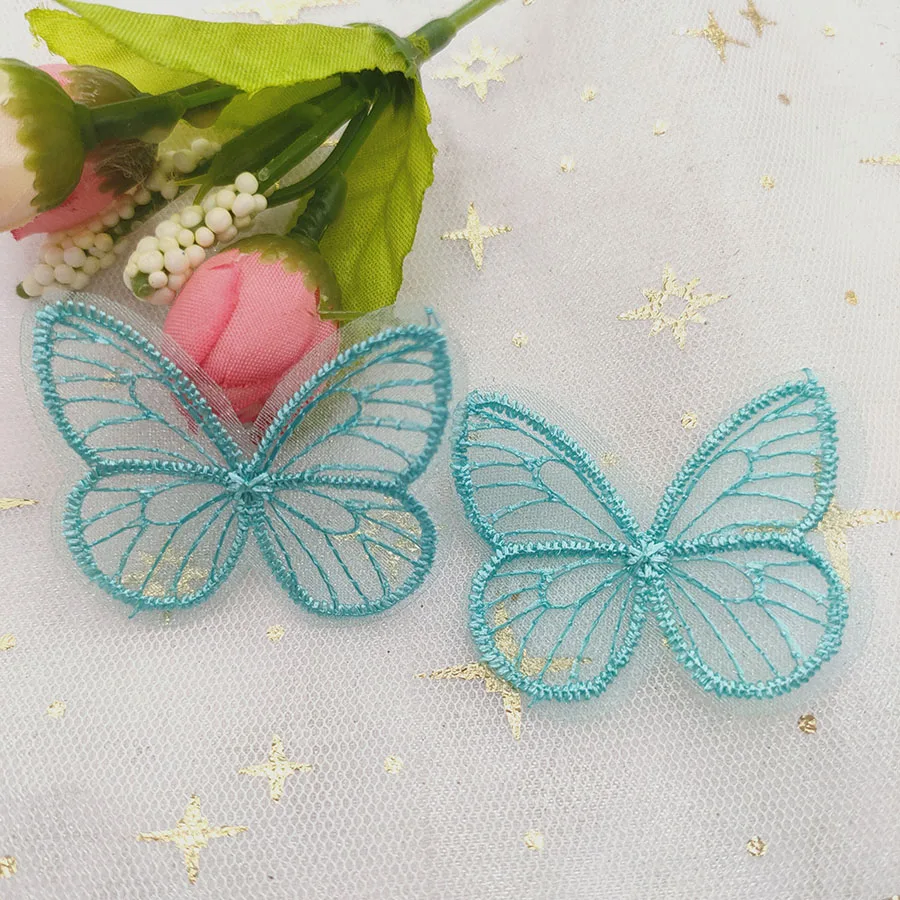 48 Stück/Los 4,5*3,5cm bestickte Mesh-Schmetterlings-Applikationen für Kleidung, Nähzubehör, DIY-Haarspangen-Accessoires – Detail 7