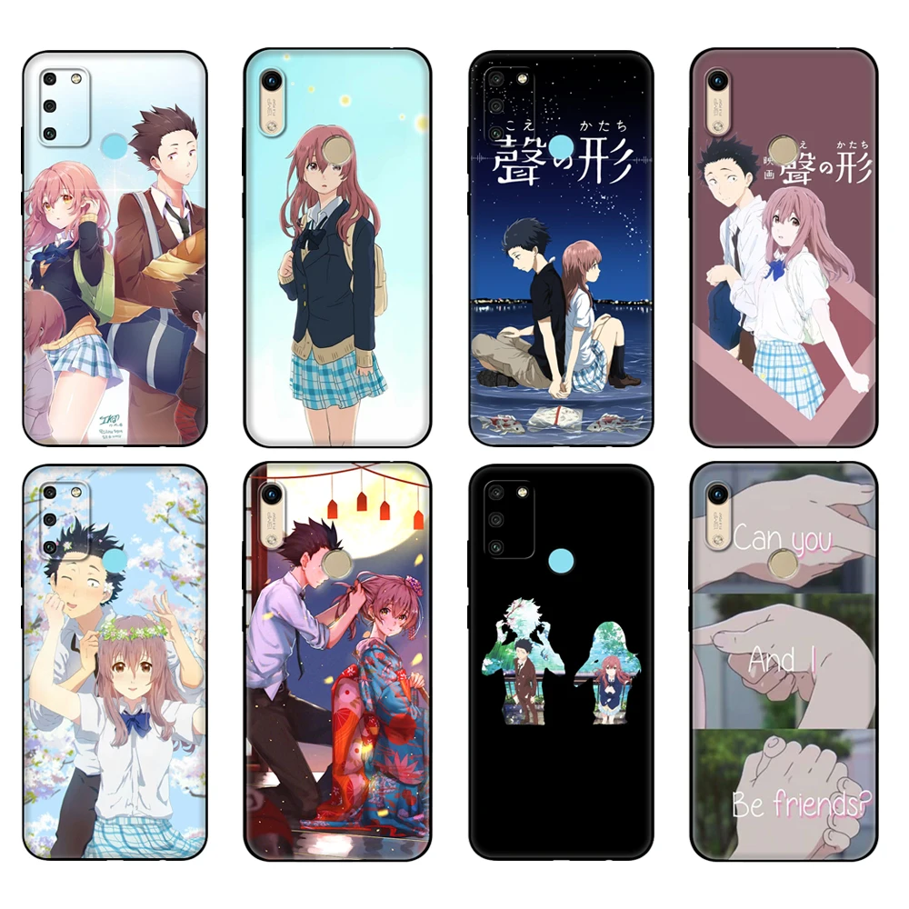 Black tpu Case For Huawei Honor 8a Prime 8s Prime 9 Lite honor 9A 9C 9X Premium 9x Pro 9S Case Cover Silent Voice