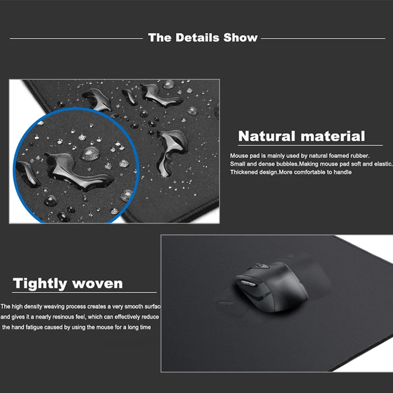 Mairuige Mouse Pad Accessories Black Triangle Exquisite Black Seam Gaming Mouse Pad Computer Notebook Office Non-slip Mousepad image 5