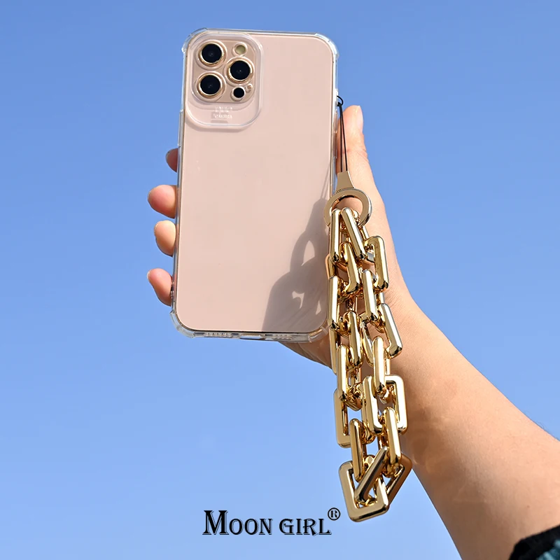 Gold Plated Acrylic Charm Phone Chain Lanyard For Women Mobile Telephone Straps Phone Case Jewelry Accessories