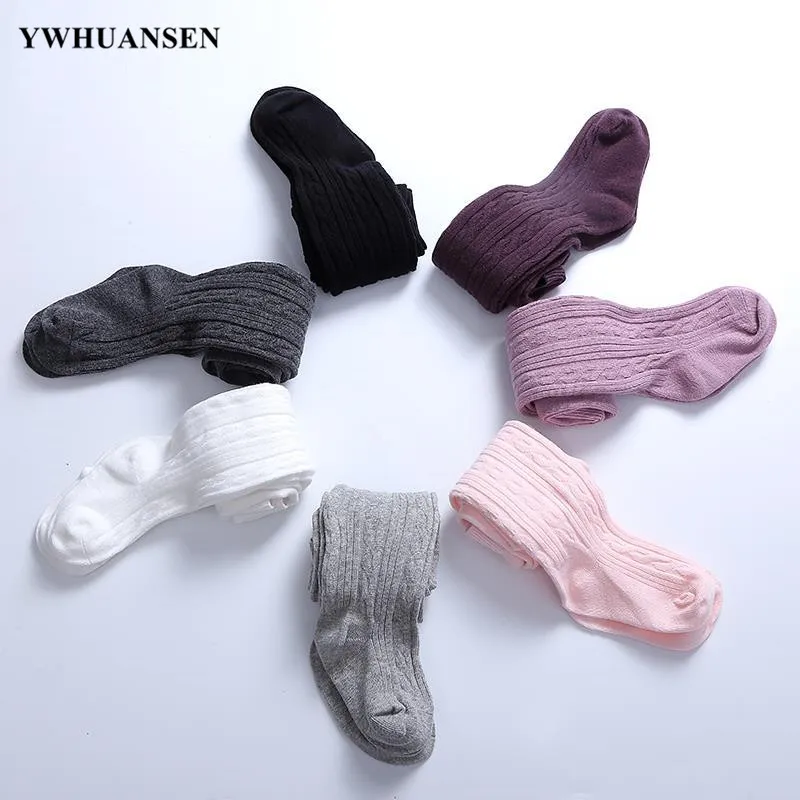 YWHUANSEN 0 to 12 Yrs  Combed Cotton Children's Tights Cable Knitted Girls Pantyhose High Quality Warm Tights Baby Girls Clothes