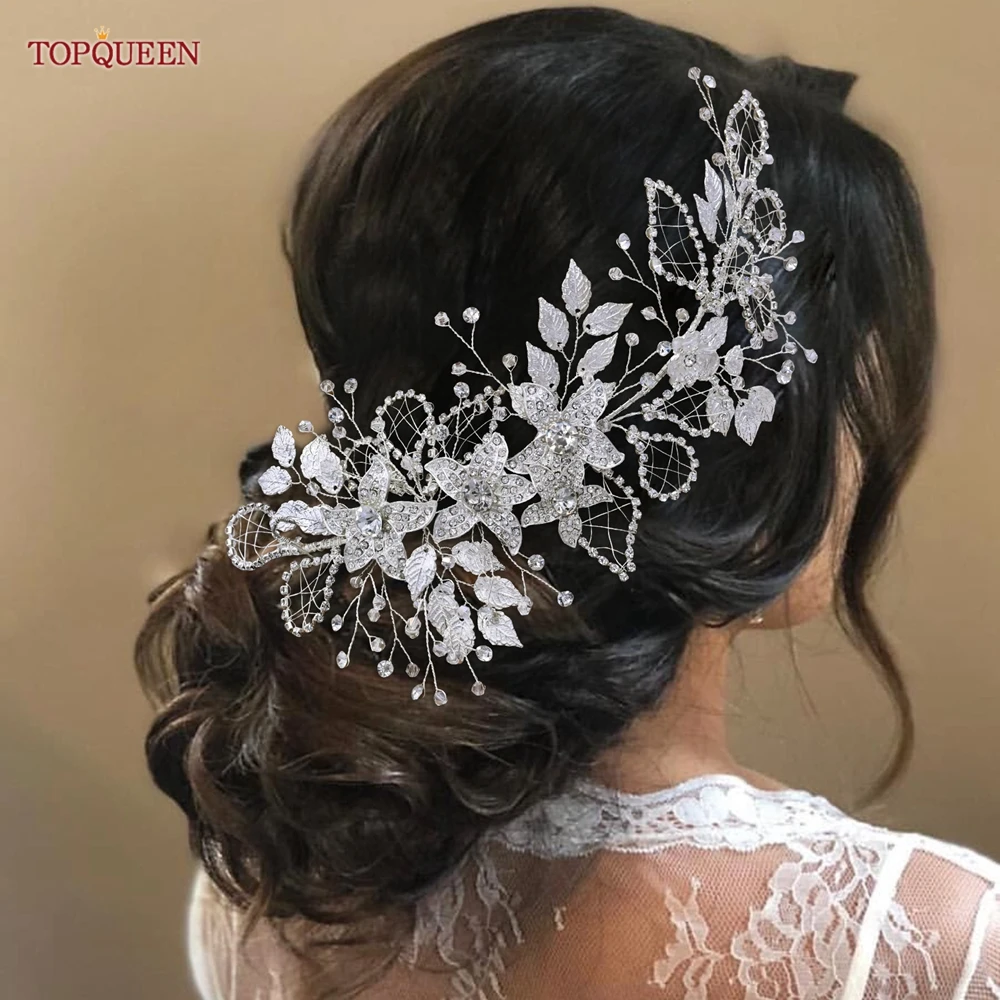 Youlapan-結婚式のヘッドバンド,合金,花,葉,ヘアティアラ,ラインストーンヘッドピース,ブライダルジュエリー,hp282