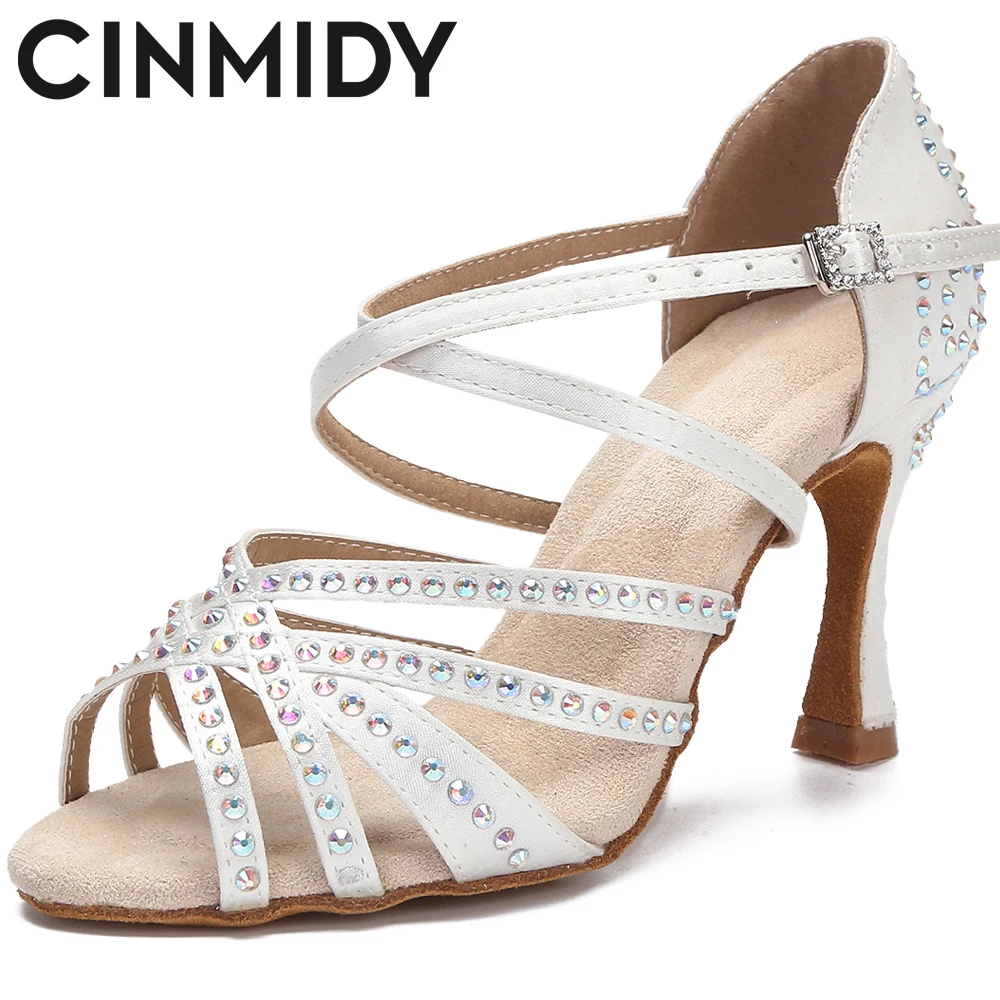 CINMIDY Womens Latin Dance Shoes Tango Rumba Samba Ballroom Training Dance Shoes Ladys Girls Sandals Women's Wedding High Heels