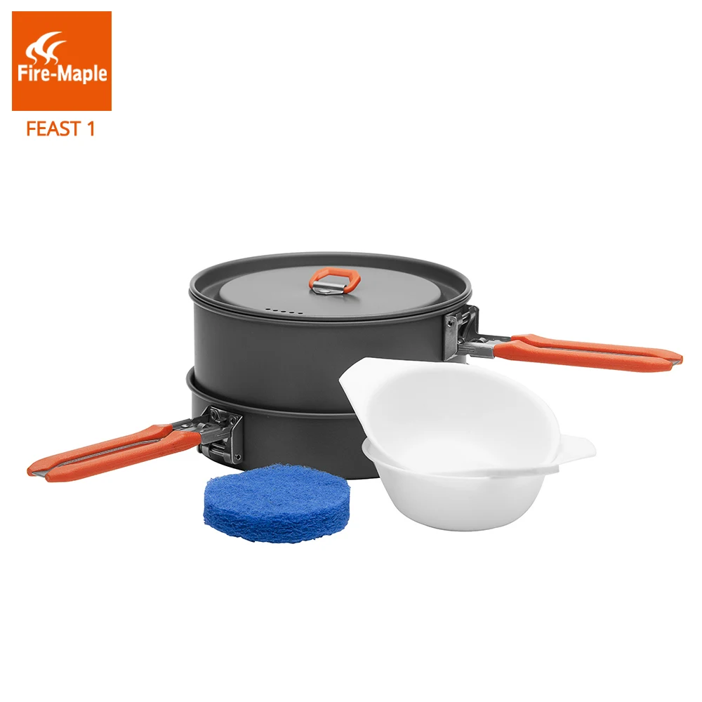 

Fire Maple FMC-F1 Outdoor Camping Hiking Cookware Backpacking Cooking Picnic Pot Pan Set Foldable Handle 1-2 Persons