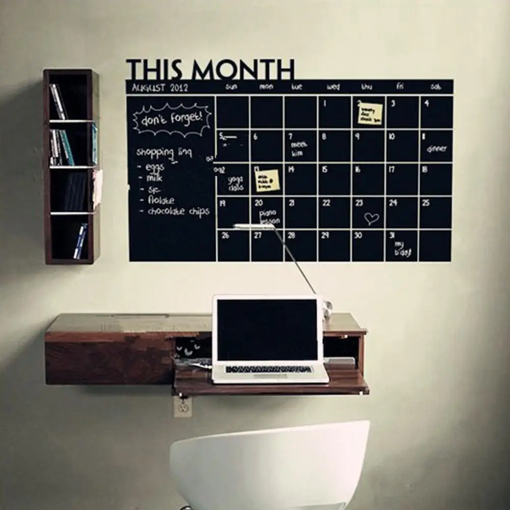 Large Chalkboard Calendar Wall Decal Sticker Monthly Planner Blackboard Decor