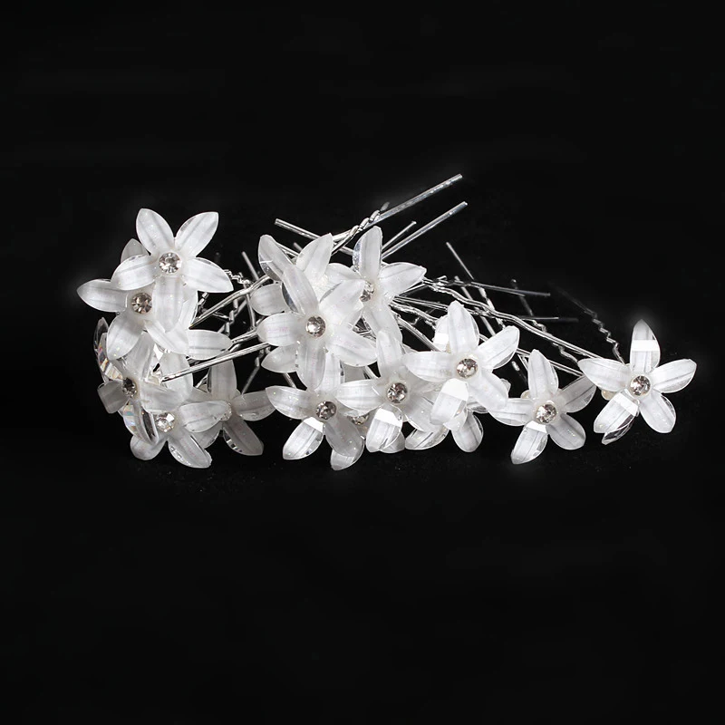 Medel jewelry flower hairpin wedding crystal flower hairpin U-shaped hairpin bridal headdress 20 pieces per package wholesale