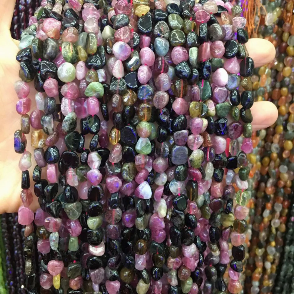 

2 Strands New Natural Stone Loose Beads Garnet Tourmaline Irregular for DIY Necklace Bracelet Jewelry Making 6x10mm 8x10mm