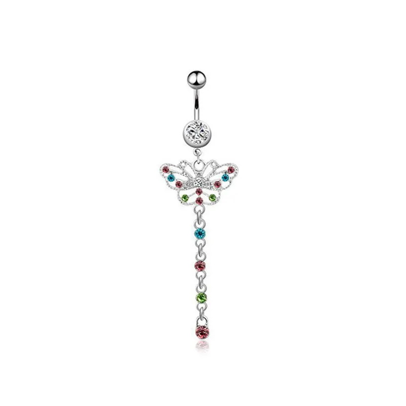 Body Jewelry Colorful Butterfly Piercing Industrial Piercing Nombril Sexy Navel Ring Belly Button Ring Pircing Ombligo Pirsing