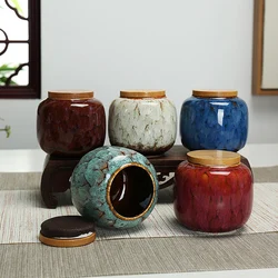 220ml Ceramic Kitchen Tea Box Retro Fission Color Tea Caddies Containers Travel Storage Box Porcelain Jar For Powder Coffee Jar