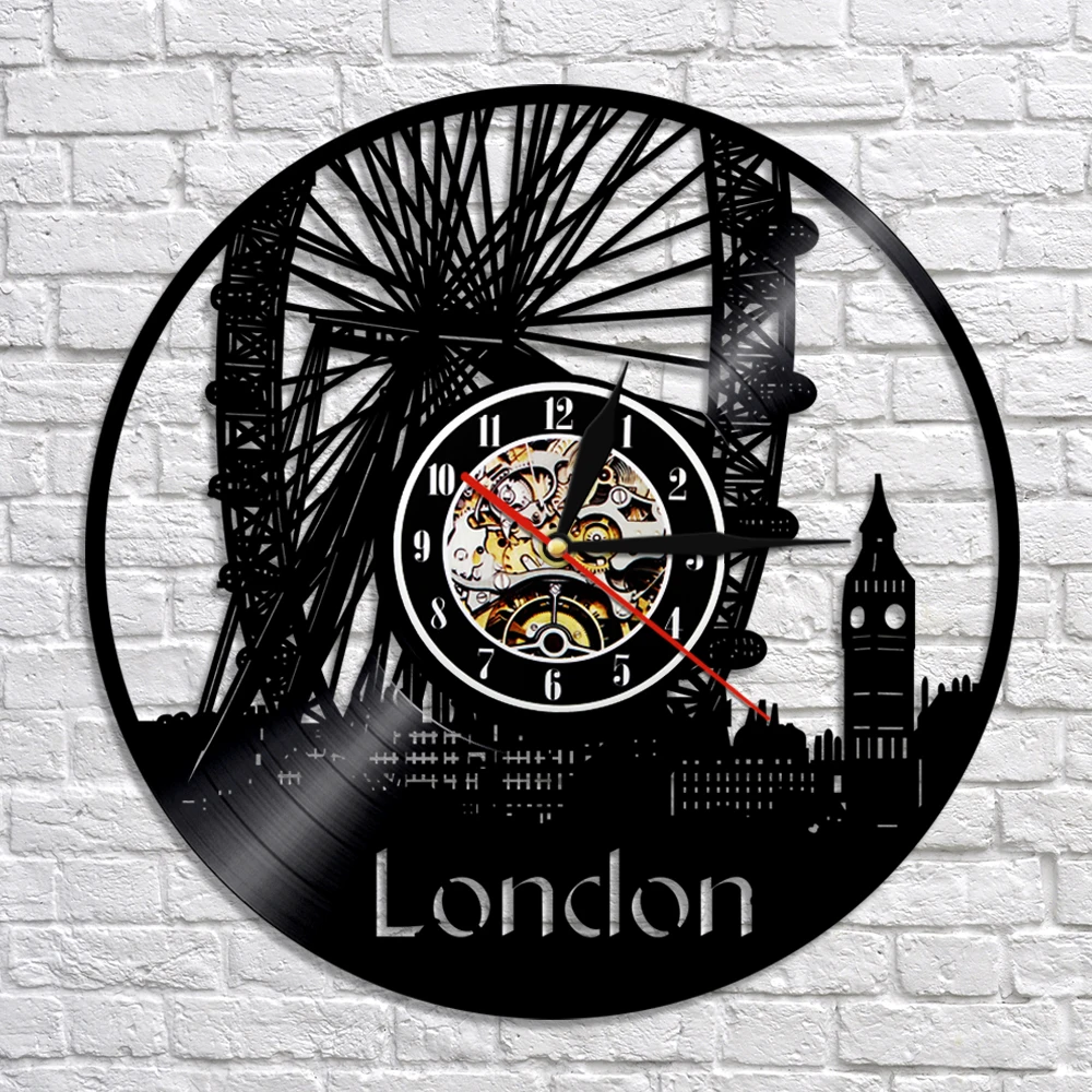 England London Cityscape Wall Clock London Skyline Vinyl Record Wall Clock Big Ben Design Hanging Watch Scenery Traveler Gift view 3