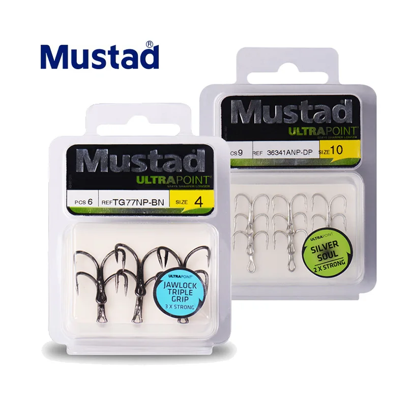 

Тройные Крючки Mustad TG77 из высокоуглеродистой стали, с черным никелем и бородкой, угол наклона 3X, прочный рыболовный якорь, анзол, рыба