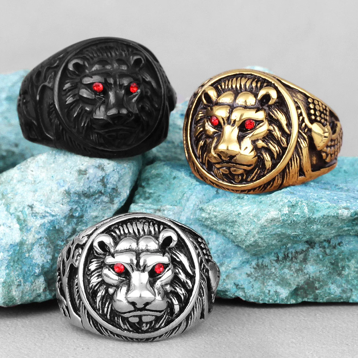 Black Tiger Animal Stainless Steel Mens Rings Punk HipHop Rap Unique For Male Boyfriend Biker Jewelry Creativity Gift Wholesale