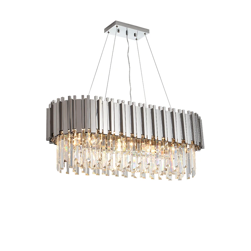 Lustre en cristal d\'acier inoxydable de déco d\'art d\'or postmoderne, lustre d\'éclairage, lampes suspendues, marbre, salle à manger