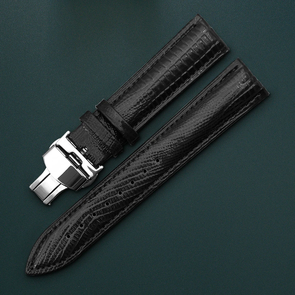 Calfskin Genuine Leather Watchband Belt Watch Strap Bracelets Butterfly Buckle Replacement 18mm 20mm 22mm 24mm