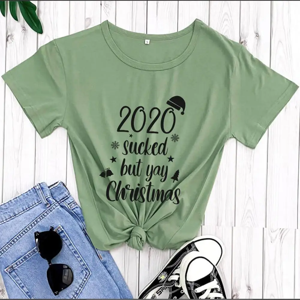 

2020 Sucked 100%Cotton Funny Christmas Shirt Christmas Gift New Year Holiday Shirt New Arrival Autumn Winter Tops Dropshipping