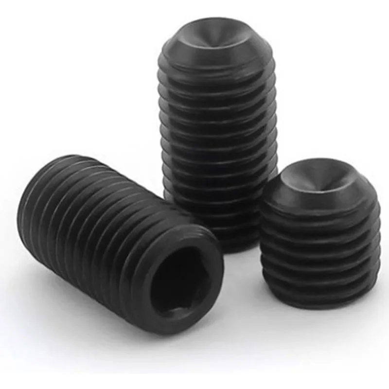 12.9 grade M6*0.75 M8*1 M10*1 M12*1.5 thin teeth black carbon steel hex socket cup point set screws headless grub screw 821