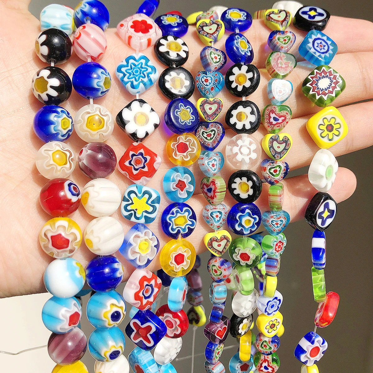 Fashion Multicolor Murano Lampwork Flower Beads For Jewelry Making Diy Crafts Accessories Round Glass Beads Wholesale