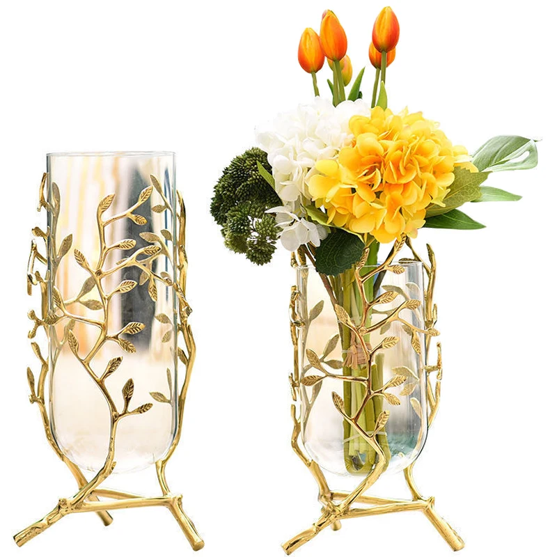 

Luxury Glass Vases For Flower Arrangements Elegant Table Decoration Living Room Dry Flower Vase Home Watering Plant Container