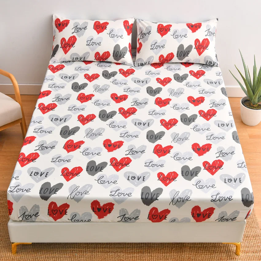 Cartoon Print Mattress Protector Fitted Bed Sheet Bedding Mattress Cover Garterized Bedspread Mat Household  for Home