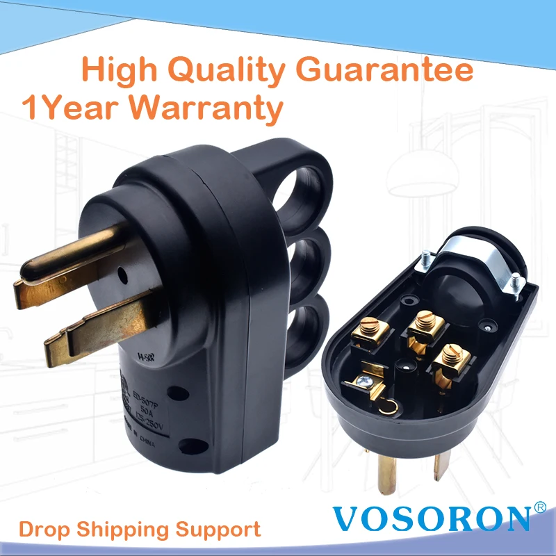 

[Nema 14-50 P] 50 Ампер сверхмощный RV EV сменный вкладыш, NEMA 14-50 P штекер, 50 Ампер штепсельная вилка AC