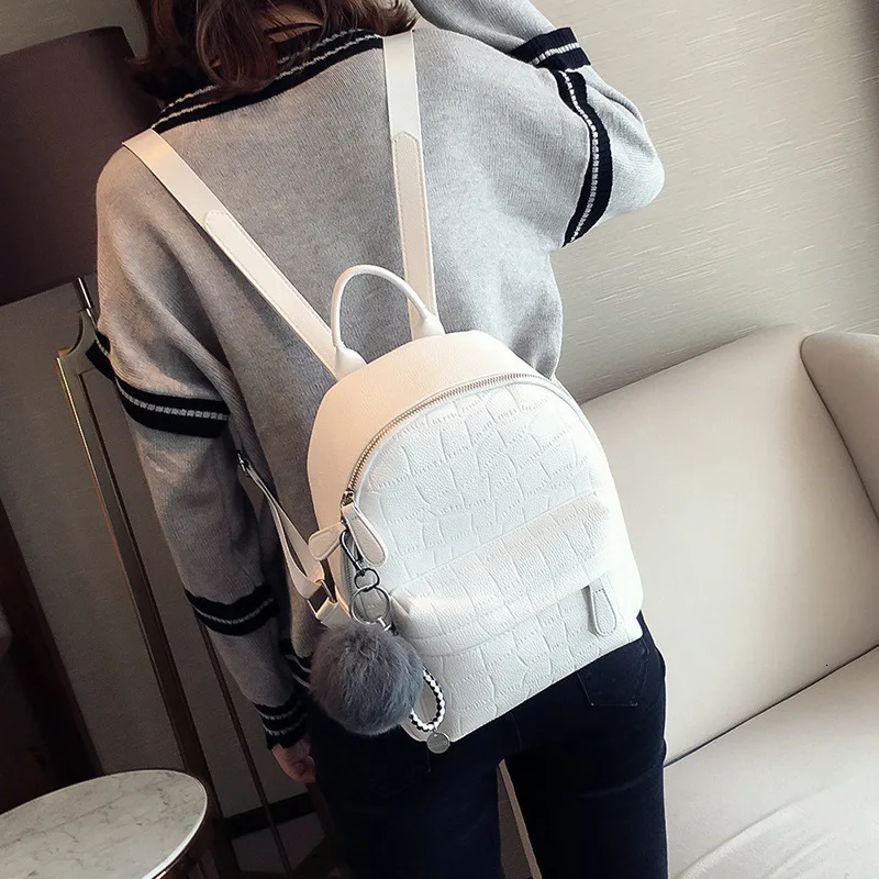 Mini Mochila De Cuero PU para mujer, bonita mochila pequeña para mujer, mochila negra blanca para niñas adolescentes, moda