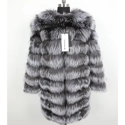 Maomaokong Real Fox Fur Women Slim Winter Vest Natural Fox Fur Jacket Coat Fashion Warm Natural Fur Park long Coat Women's jacke