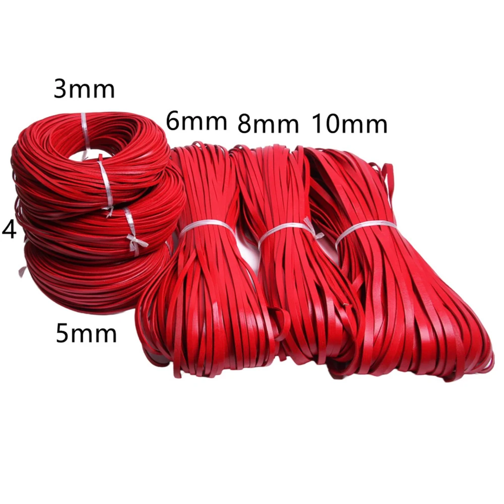 2 Meter Bunte 3-10mm Flache Echtleder-Schmuckschnur, DIY-Halsketten- und Armbandzubehör – Detail 3