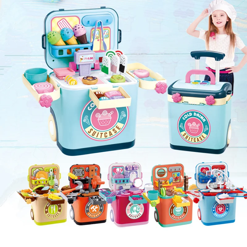 

New 1 Set Pretend Play Kitchen Set Cookware Kitchen Toy simulation Cooking Dressing suitcase Tools Doctor Kids Plastic Toy