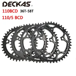 Deckas 110/5 bcd 110bcd bicicleta de estrada estreita ampla chainring 36t-58t bicicleta roda dentada para shimano sram bicicleta manivela acessórios