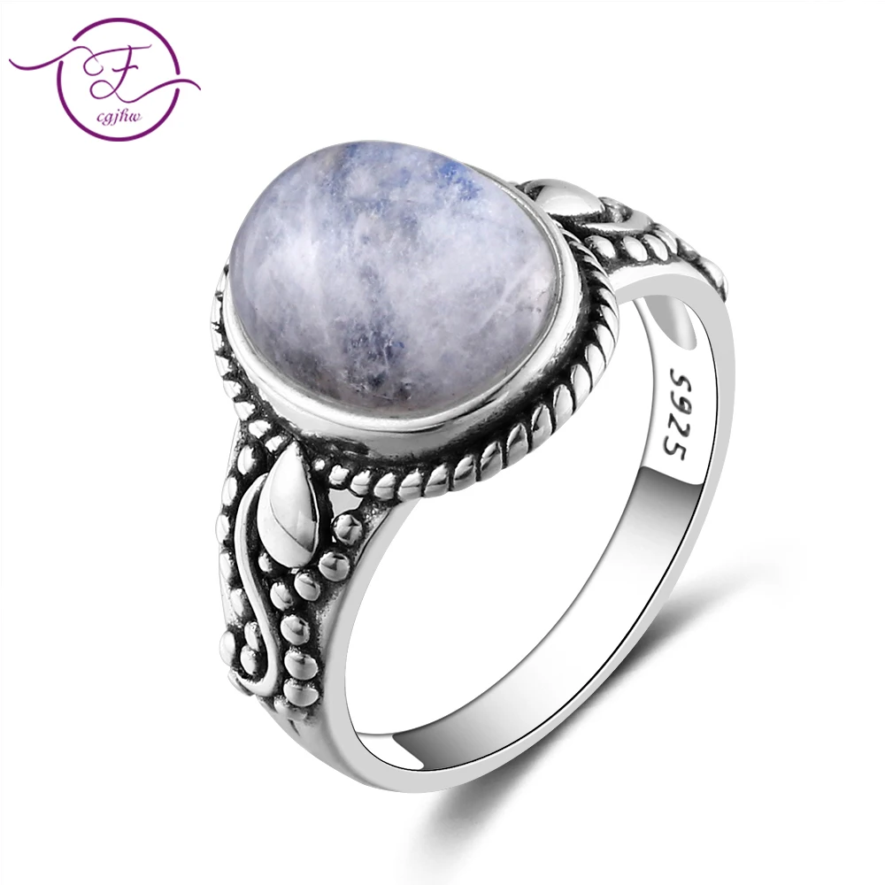 2019 New Listing 100% 925 Silver Ring 10x12MM Natural Moonstone Ring Engagement Wedding Party Gift Wholesale R308MS-5