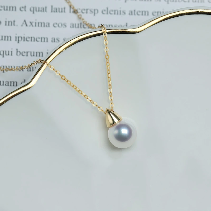 

XF800 18k Gold Necklace Pendant Fine Jewelry Natural AKOYA Seawater Pearl Real Solid Pure Gold Luxury Wedding Gift For Women X50