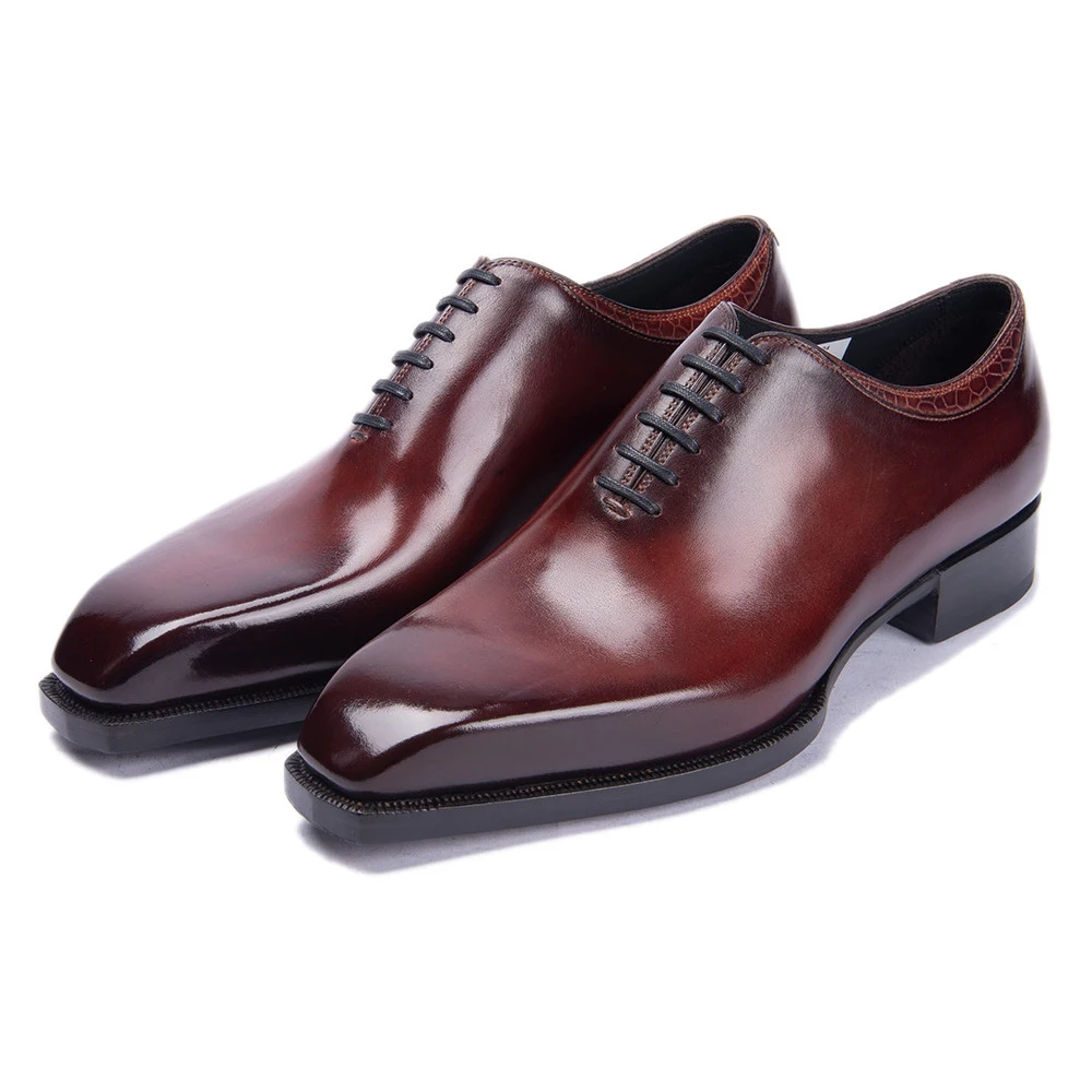 

Men's Genuine Leather Shoes Italian luxury Handmade One Piece Custom Oxford Style Dress Shoes for Men Wedding Plus Size 38-48