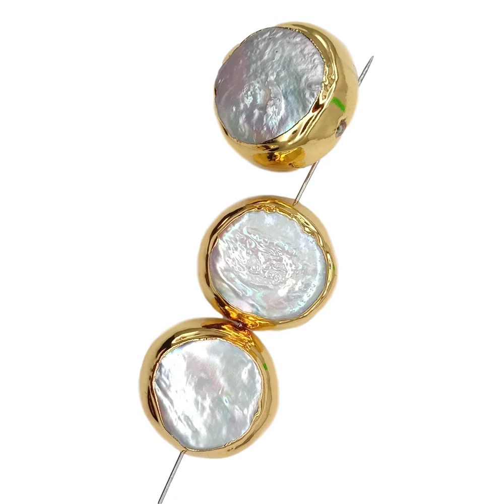 5PCS Freshwater White Coin Pearl beads findings jewelry design loose beads