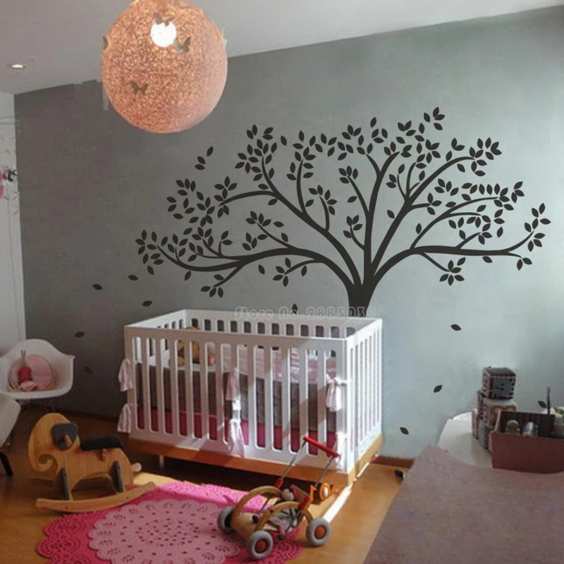 Large White Tree Wall Decals Removable Nursery Mural Vinyl Wall Stickers For Kids Living Room Decoration Home Decoration LL2542