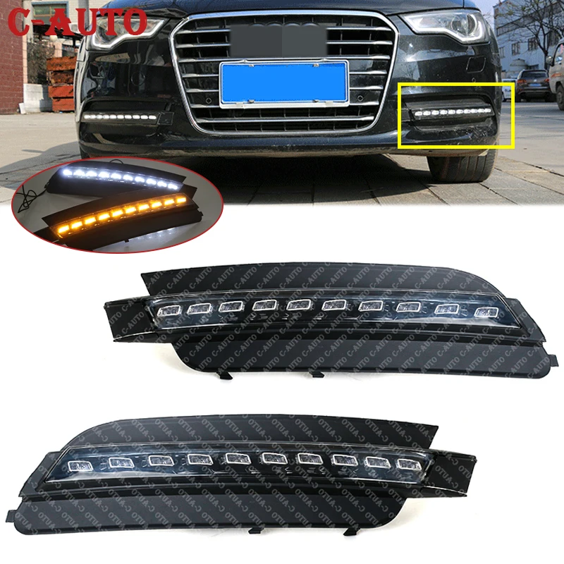 

2PCS For Audi A6 A6L C7 2012 2013 2014 2015 LED Fog LampWhite LED Daytime Running Light Waterproof Daylight car-styling