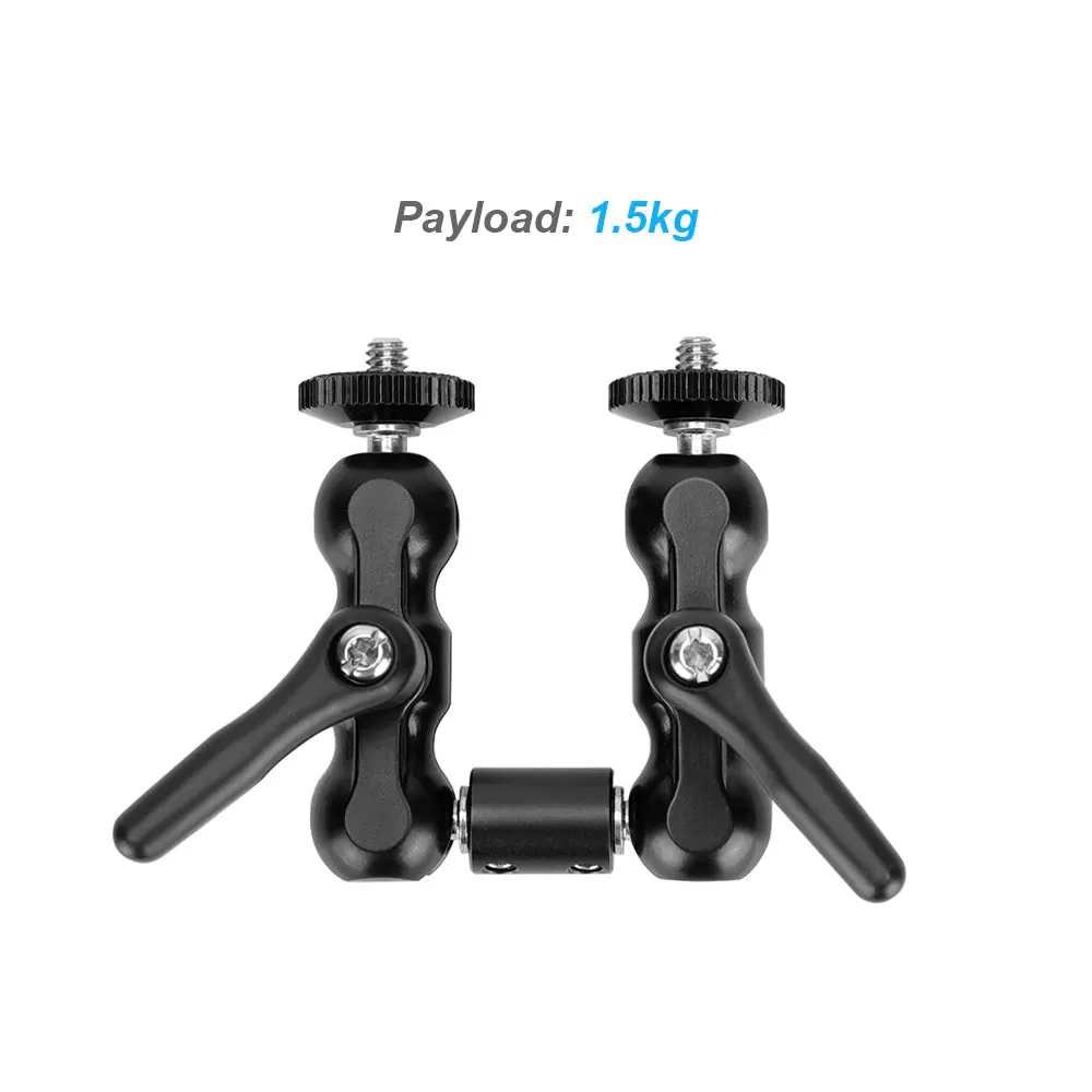 KIMRIG doppi supporti di supporto per testa a sfera da 1/4 pollici con robusta manopola di blocco centrale aggiornata per torcia/Monitor per fotocamera DSLR