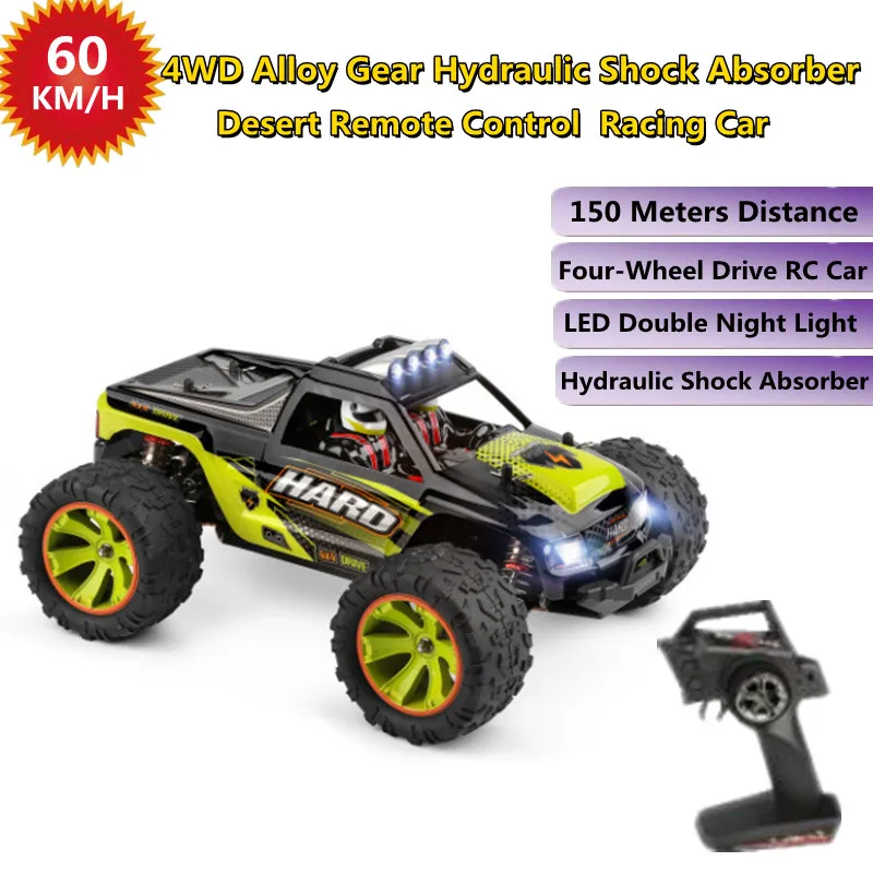 1:14 Electric Four-Wheel Drive Remote Control Big Feet Car Alloy Chassis 60KM/H LED Lighting High Speed Off-Road Drift RC CarToy