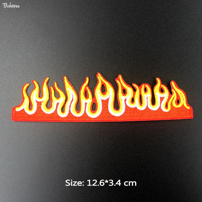 Fire The Flame Red Patch iron on Transfer for Clothes Embroidery Badge Applique DIY Stickers Sewing Supplies