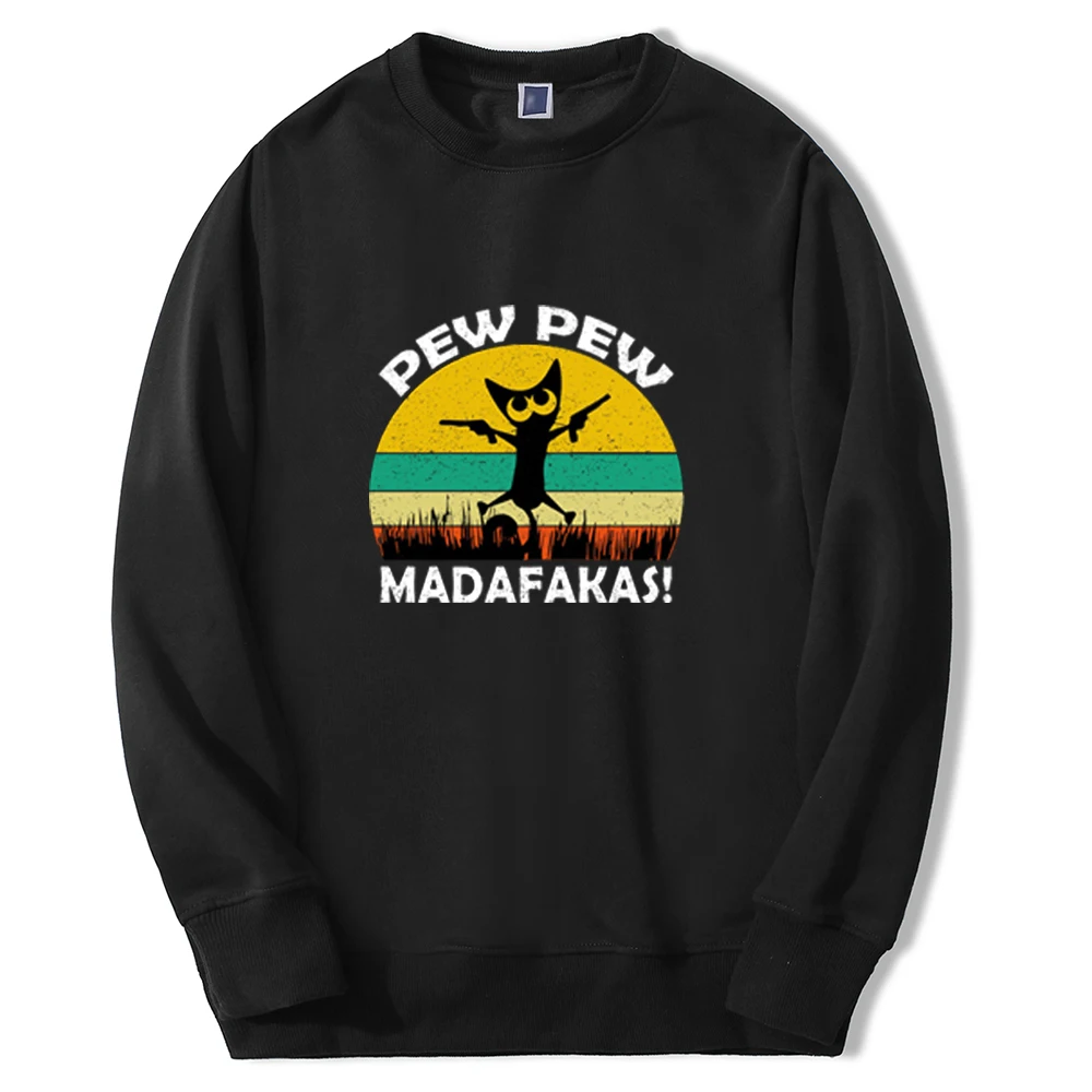 funny pew pew madafaks cat fashion 2020 new Solid Color Sweatshirt Men Hoodies Spring Autumn Hoody Casual Streetwear Clothes