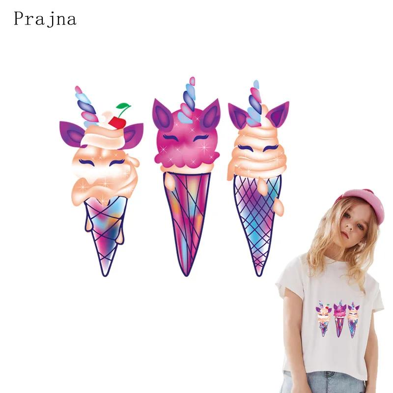 Prajna Cartoon Transfer Iron On Unicorn Transfers For T Shirt Kids Heat Transfer Patches For Clothing Stickers Stripe On Clothes