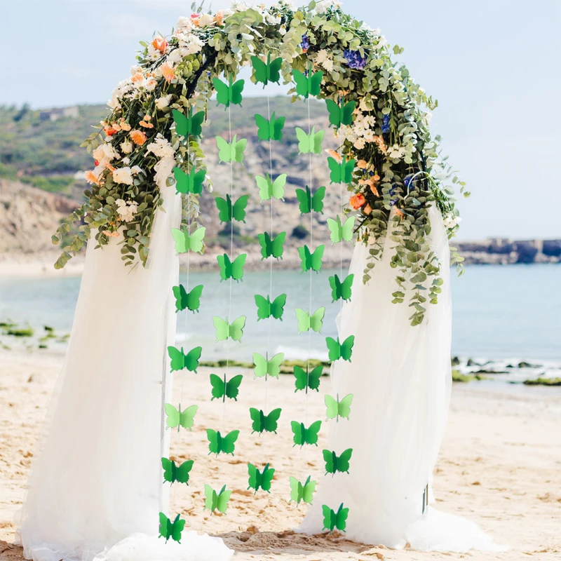 Guirlandas de papel de borboleta com gradiente de cores, 3m, 30 peças, faixa de pendurar para casamento, festa de aniversário, natal, decoração de quarto de criança