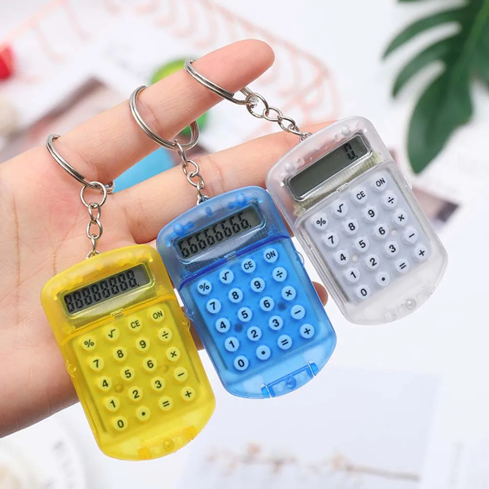 New Hard Plastic Casing Digits Electronic Cartoon Mini Card Calculator Keychain Cute Portable Women Men Keyring Jewelry