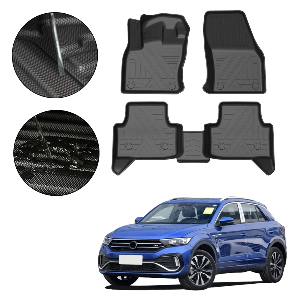 

Fully Surrounded Foot Pad For Volkswagen T-Roc 2018 2019 2020 Car Waterproof Non-Slip Rubber Floor Mat TPE Car Accessories