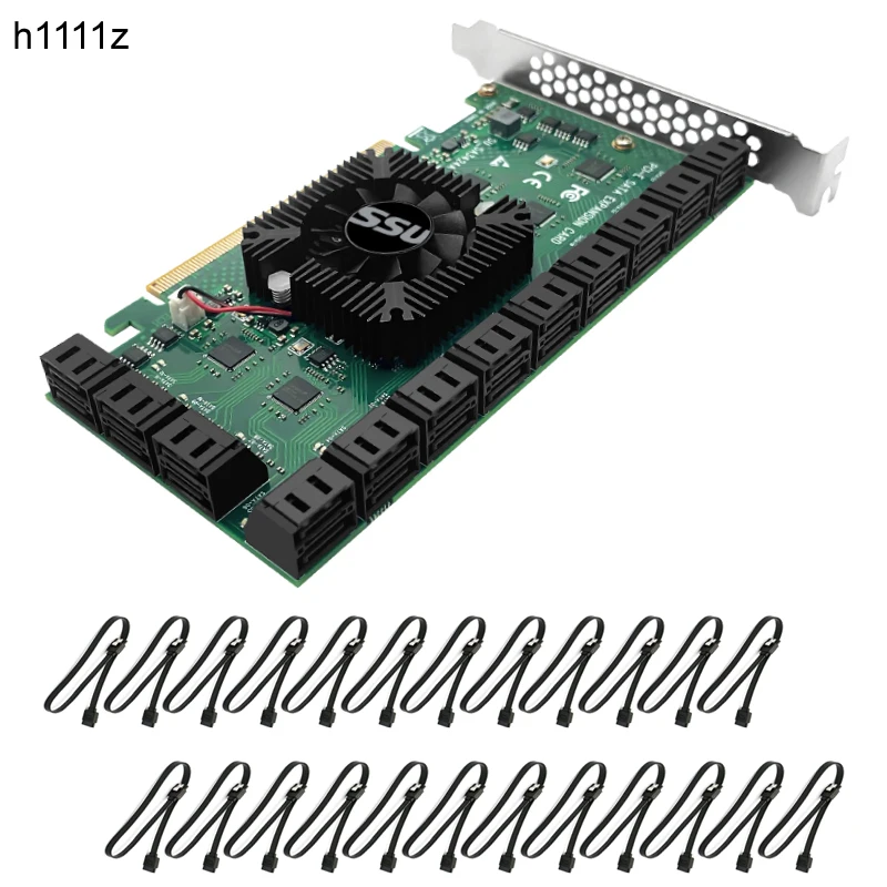 

Chia Mining Riser PCIE SATA Card 24 Port with Cable 6Gbps SATA 3.0 Controller PCI Express Expansion Card Support SATA 3.0 Device