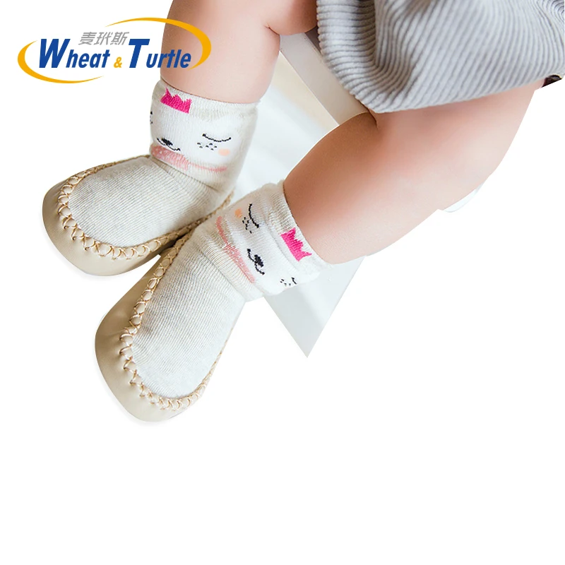 Baby Shoes Socks Children Infant Cartoon   Gift Kids Indoor Floor  Leather Sole Non-Slip Thick Towel 