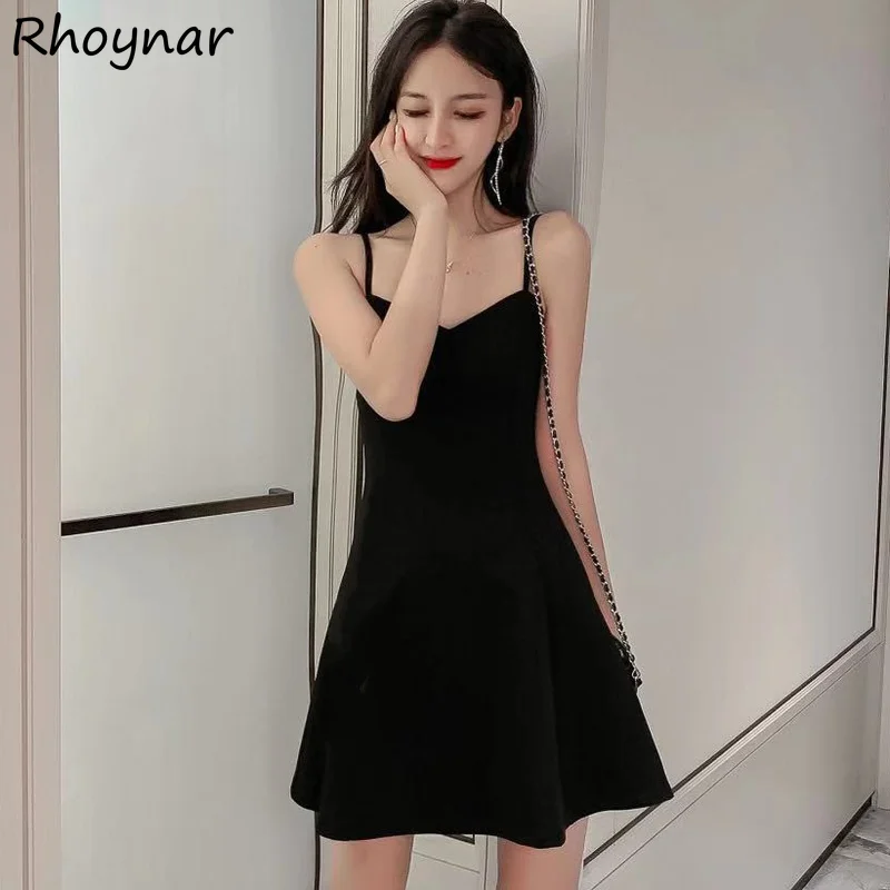 

Sleeveless Dress Women V-neck Summer New Fashion Design Temperament Sexy Mini Solid Female Spaghetti Strap French Vestidos Ins