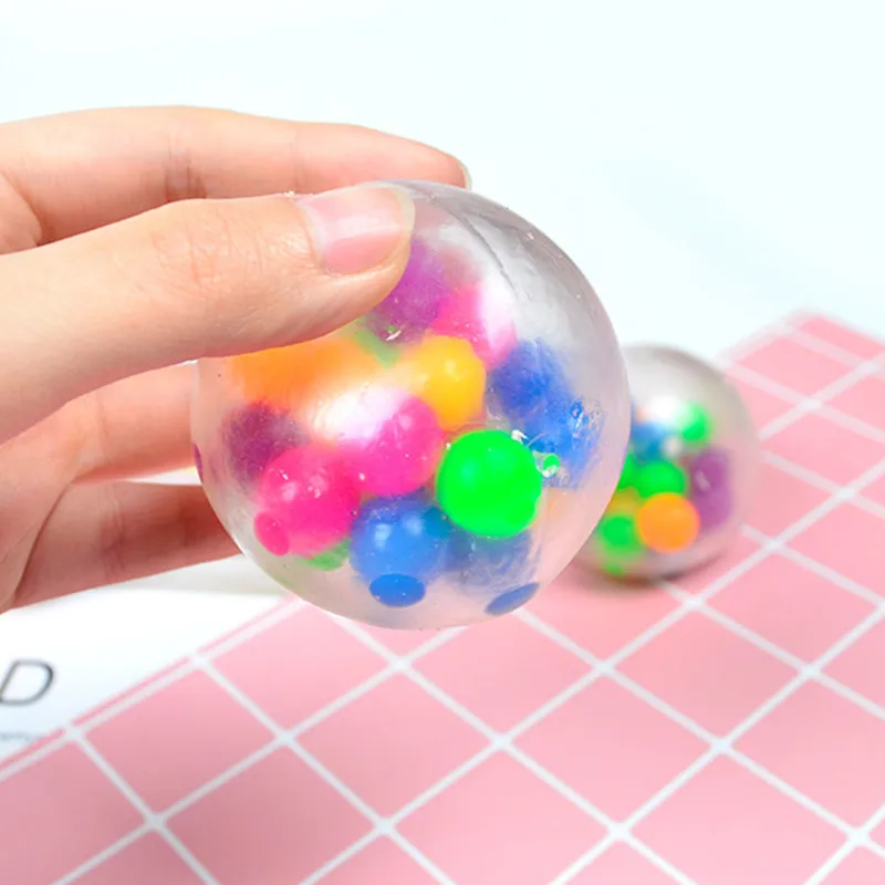 6cm Colorful Ball Kids Decompression Toys Stretchy Ball Plastic Toy for Children Men Women Hand Fidget Relieve TPR Birthday Gift