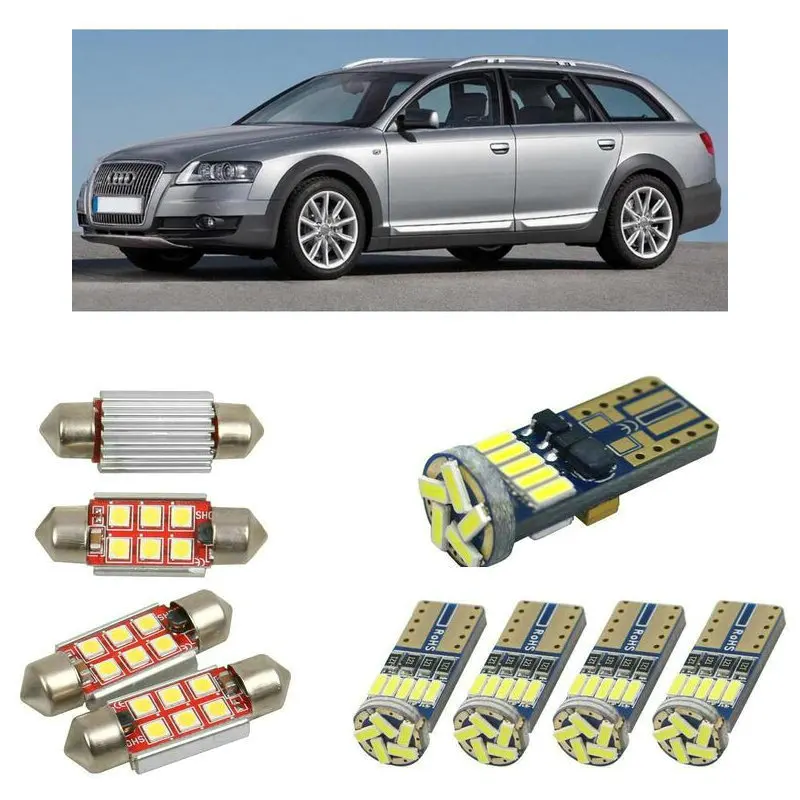 

Interior led Car lights For audi A6 allroad 4fh c6 estate Reading dome bulbs for cars error free License Plate Light 14pc/lot