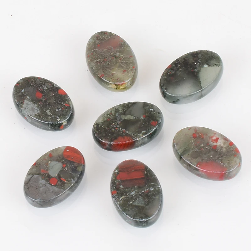 Blooded Jasper Oval Worry Stones 30*20 Natural Palm Stone Mineral Chakra Set Gift Bag Tumbled Stone Reiki Healing Home Decor